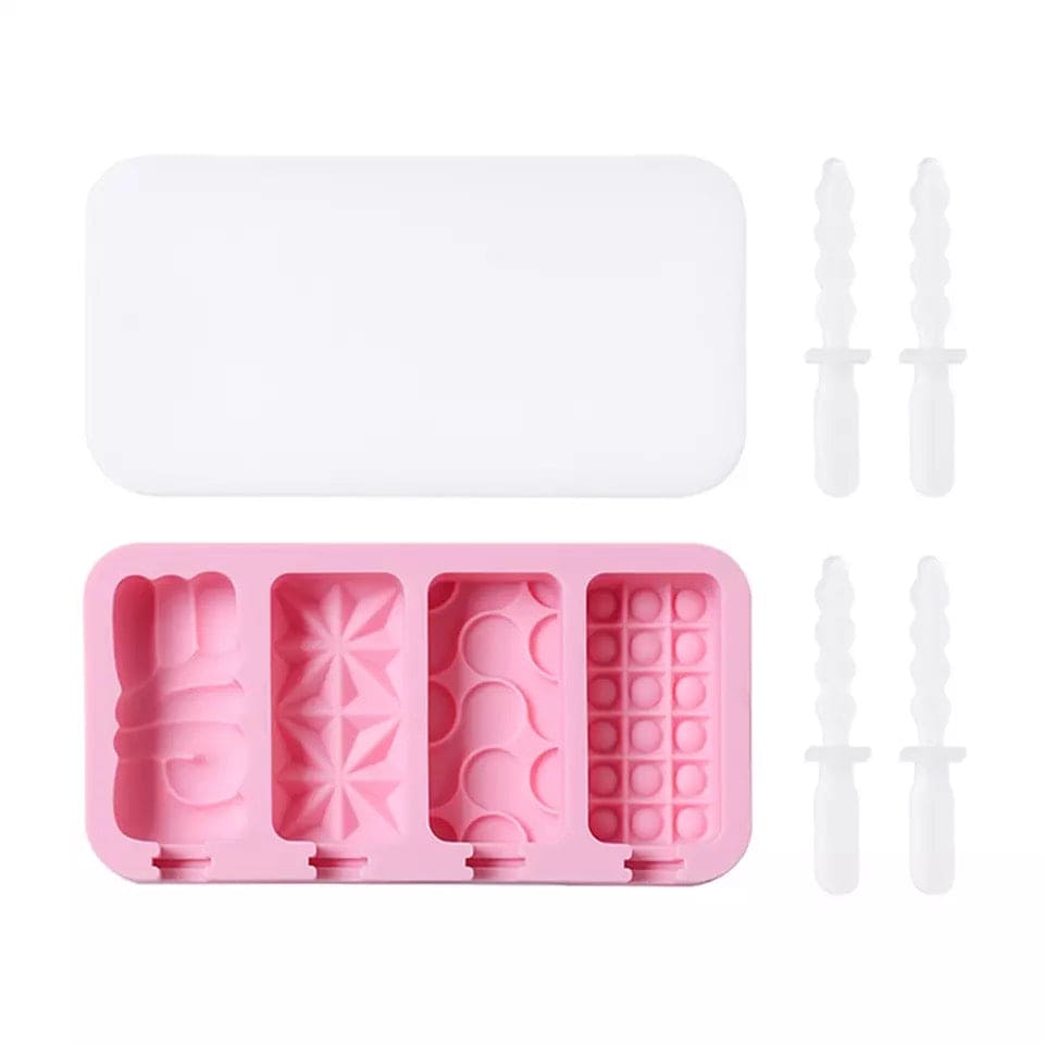 Set Of 4 Creative Ice Cream Molds, Silicone Ice Cream Mold, Ice Cube Tray Popsicle Molds, Frozen Ice Cube Molds, Homemade Freezer Ice Lolly Mold Set Of 4 Creative Ice Cream Molds, Silicone Ice Cream Mold, Ice Cube Tray Popsicle Molds, Frozen Ice Cube Molds, Homemade Freezer Ice Lolly Mold